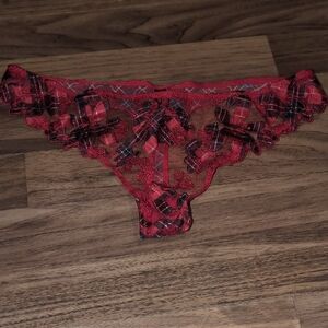 Victoria's Secret Red Plaid Lace Panties